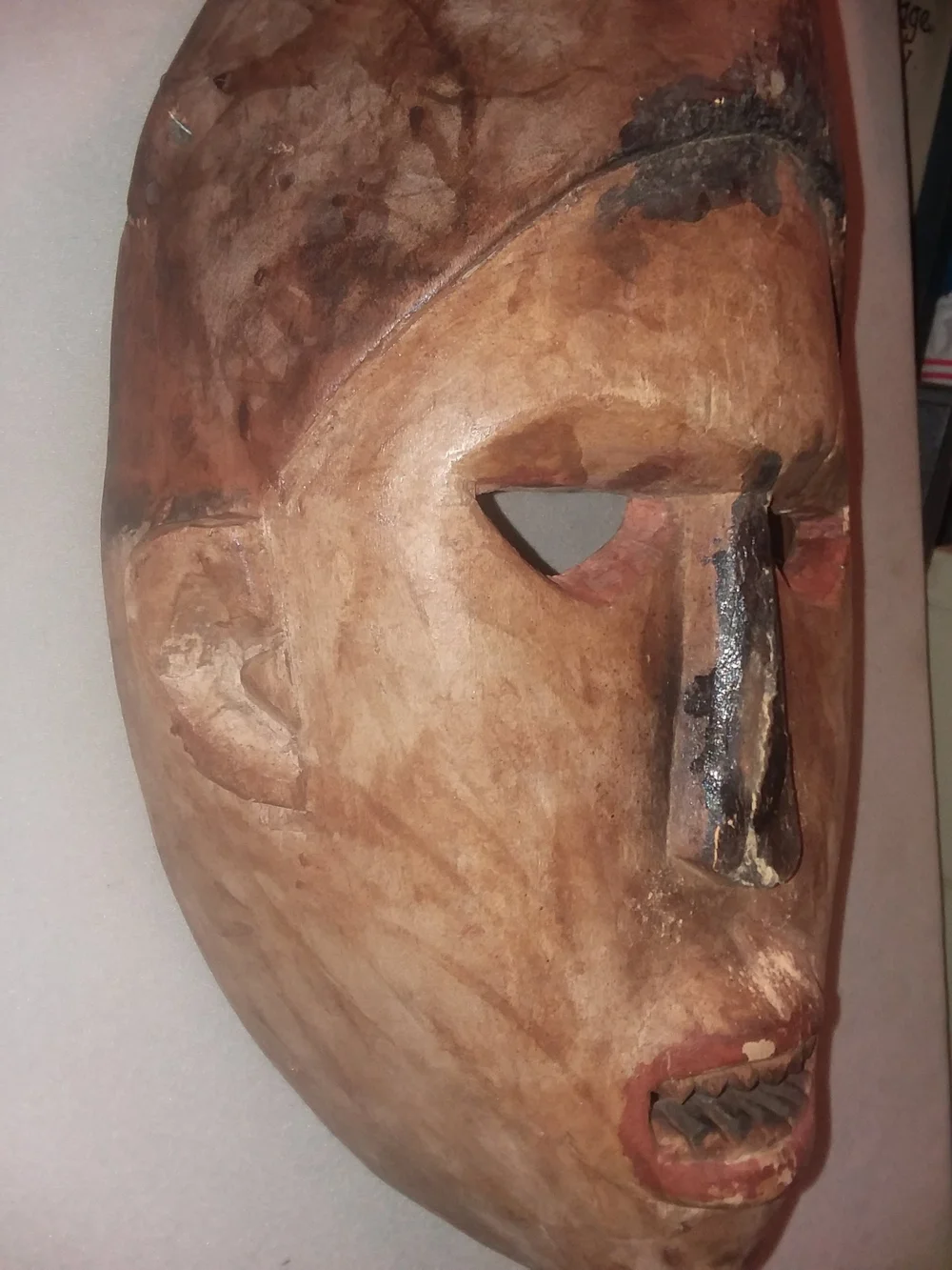 Handcrafted Brown Wooden Wall Mask - Rustic Home Wall Decor